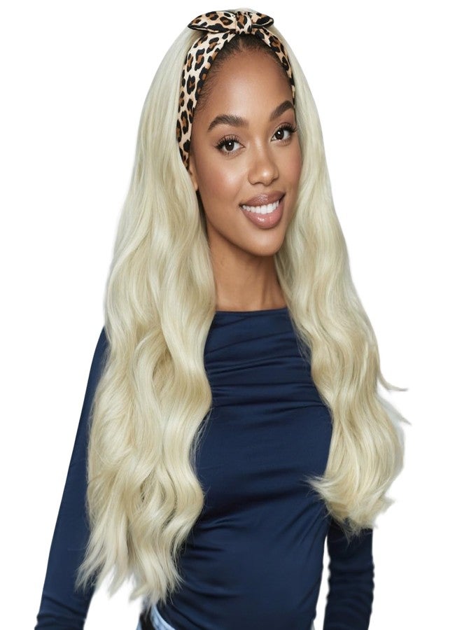 BECUS Platinum Blonde Headband Wig for Black Women Body Wavy No Glue Wear Natural Hairline Synthetic Wig for Halloween Cosplay Party 22 Inch - Image 1
